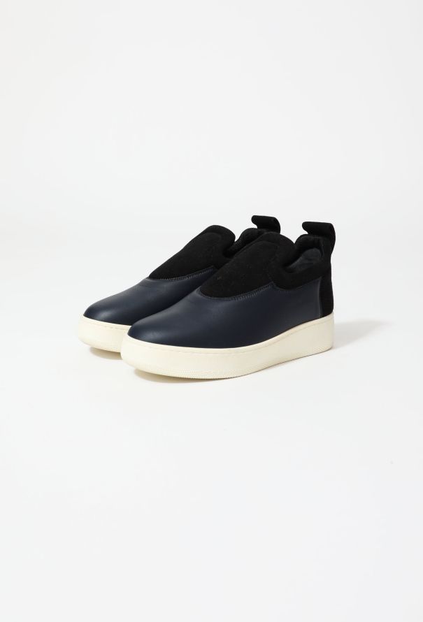 Céline Leather Suede Platform Slip-on Sneakers - 3
