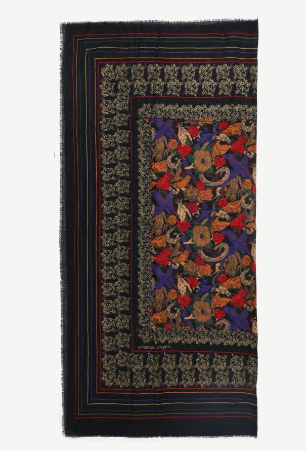 Emanuel Ungaro Vintage Floral Leopard Scarf - 1