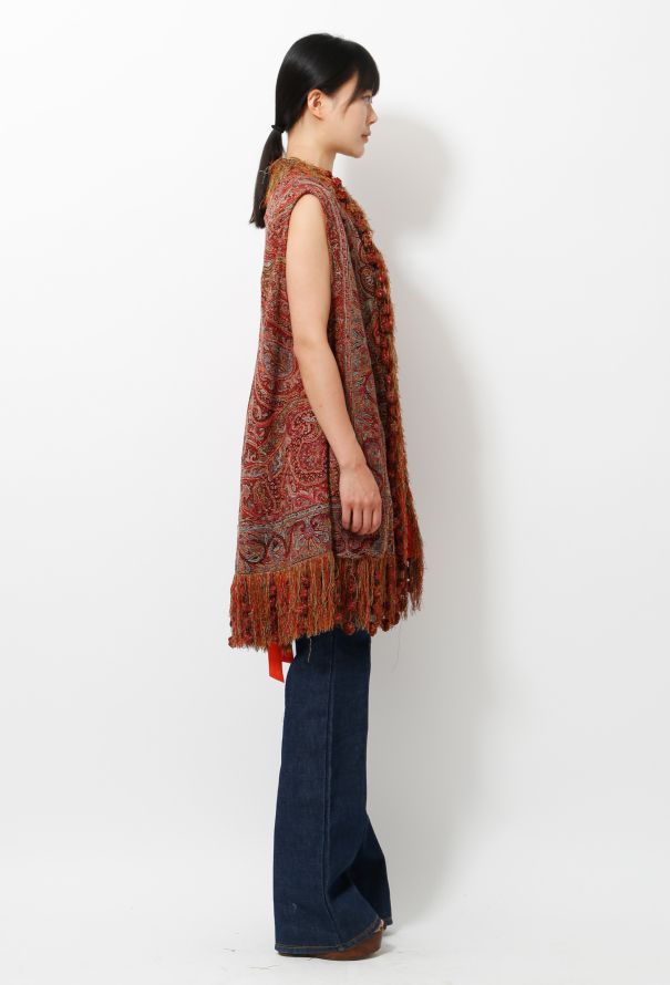 Vintage Paisley Embroidered Fringed Vest - 6