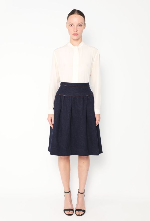 Saint Laurent '70s Piped Trim Felted Skirt - 2