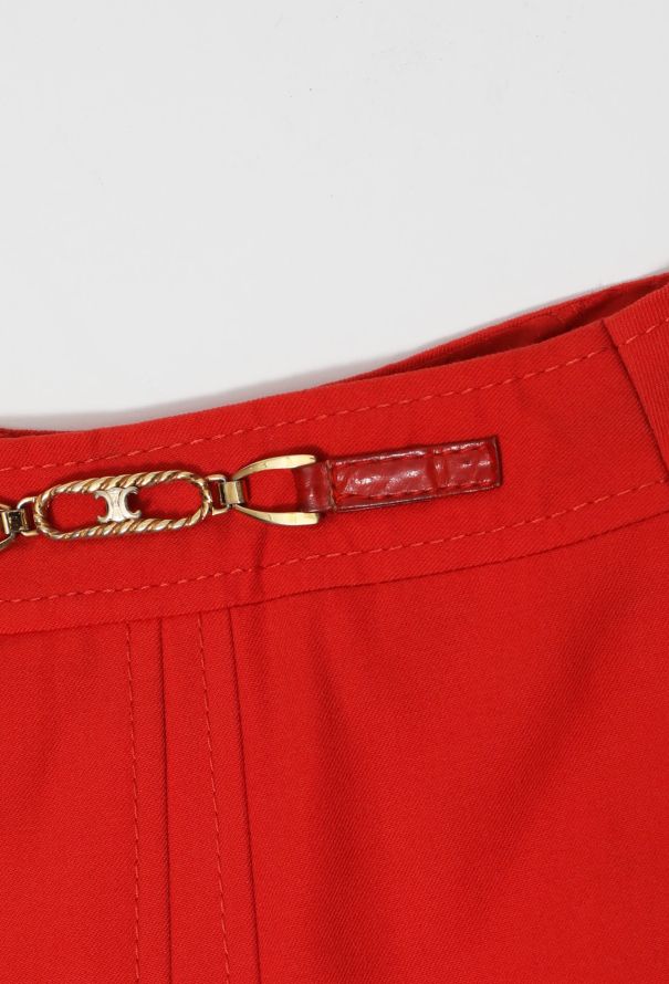 Céline 70s Orange Wool Pleated Skirt - 6
