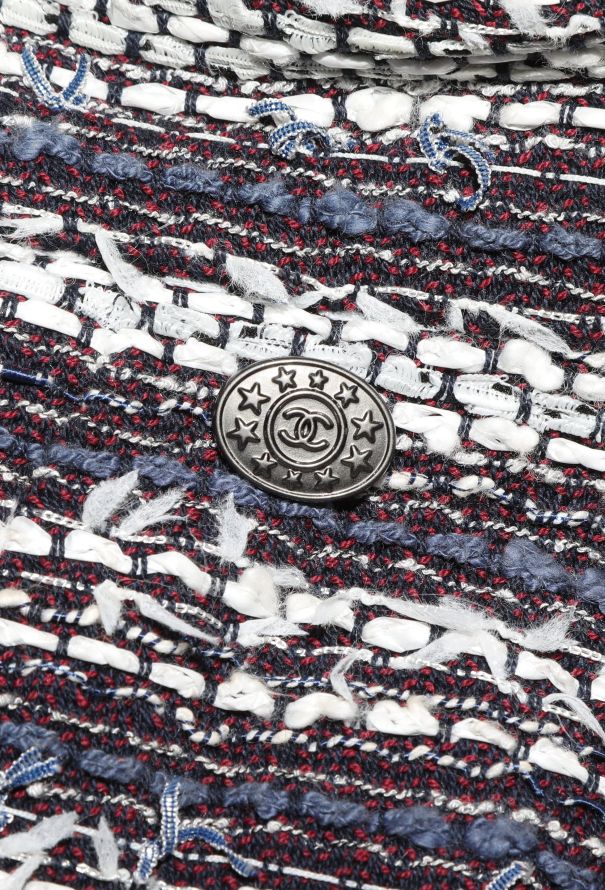 Chanel Striped Tweed Skirt Ensemble - 9