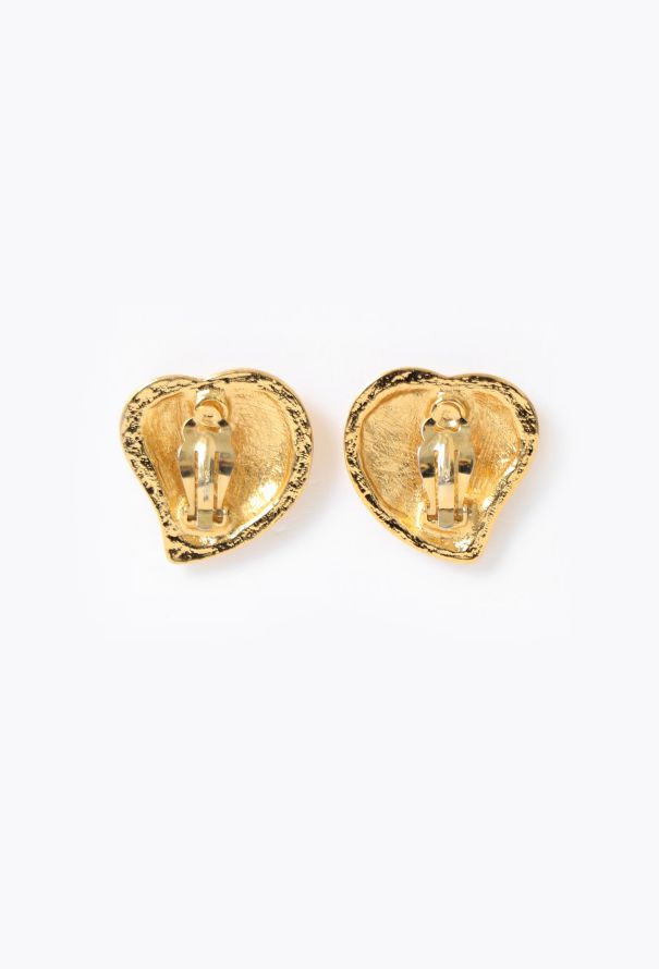 Saint Laurent 1993 Hammered Heart Clip Earrings - 3