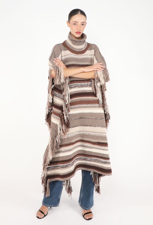 Chloé Fall 2021 Striped Cashmere Poncho - 4