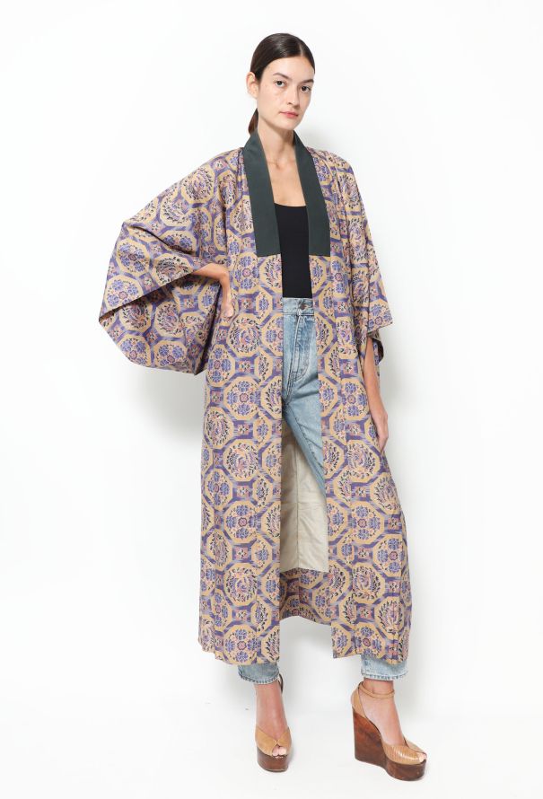 World Treasures Authentic Geometric Floral Kimono - 3