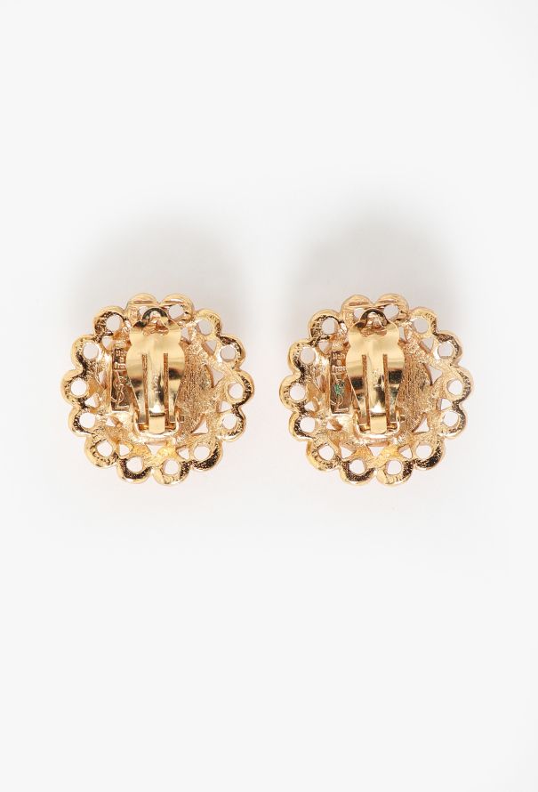 Saint Laurent Vintage Hammered Floral Clip Earrings - 3