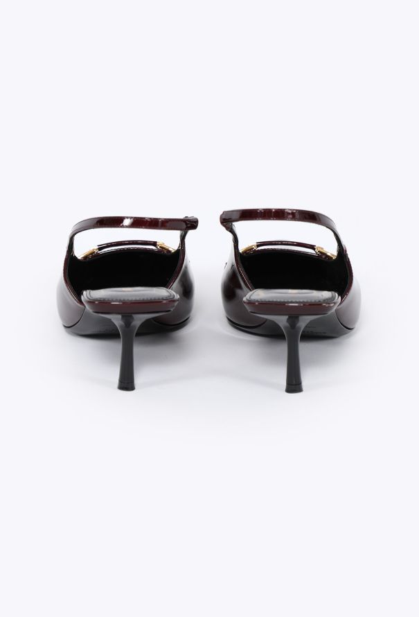 Saint Laurent 2024 Carine Burgundy Red Patent Slingback Heels - 4
