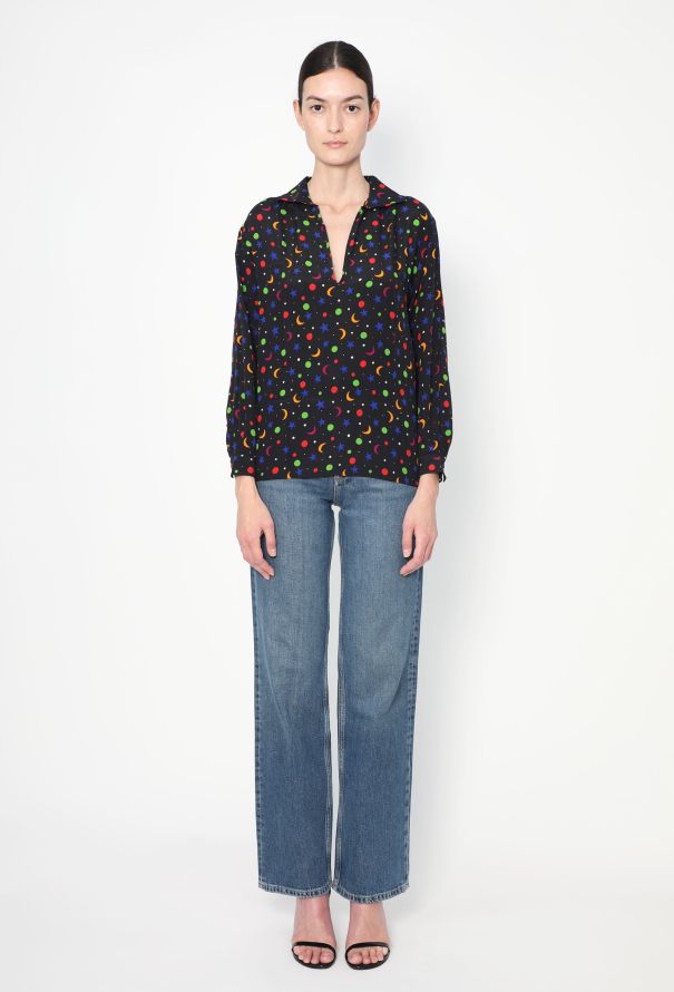 Saint Laurent S/S 1979 Cosmic Print Silk Blouse - 3