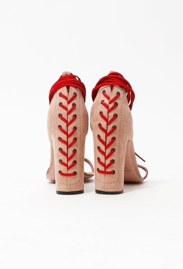 Alaïa Lace Up Suede Sandals - 3