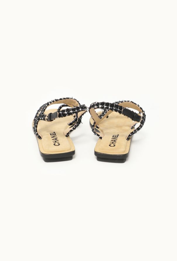 Chanel 2021 Tweed 'CC' Sandals - 5