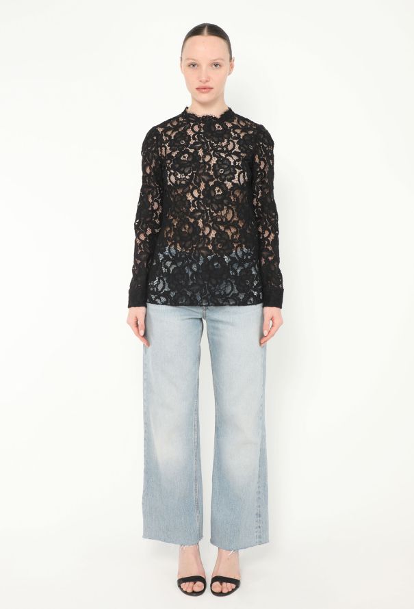Saint Laurent Guipure Embroidered Lace Top - 2
