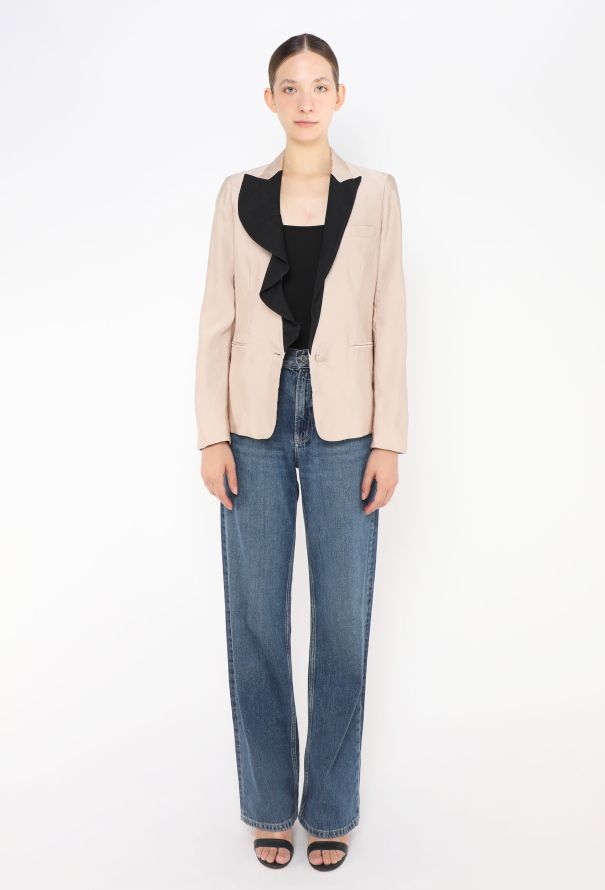 Valentino Ruffled Silk Smoking Blazer - 3