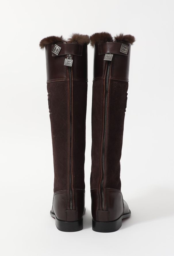 Chanel Fur Trimmed Knee Boots - 5