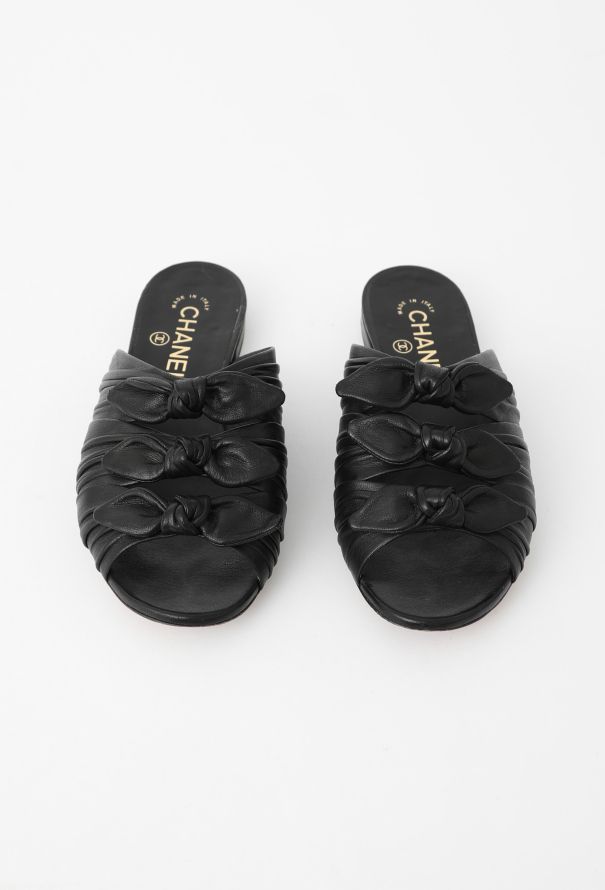 Chanel 2018 Knotted Leather Mules - 1