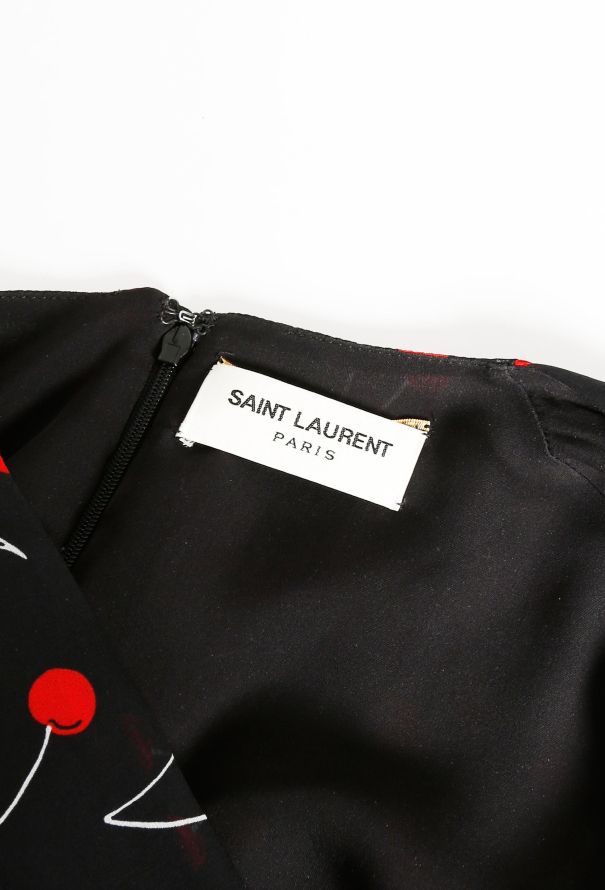 Saint Laurent S/S 2015 Cherry Silk Dress - 5