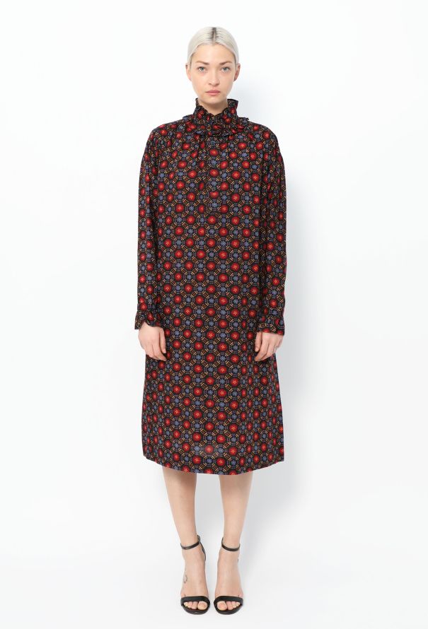Saint Laurent COLLECTOR F/W 1980 Printed Silk Smock Dress - 1