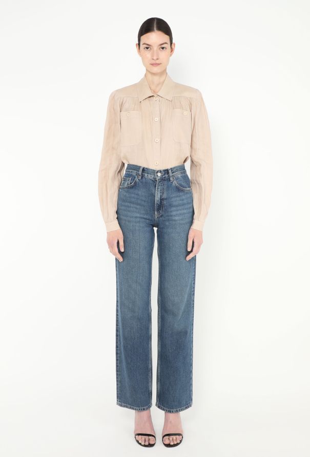 Valentino Vintage Ruched Linen Blouse - 3