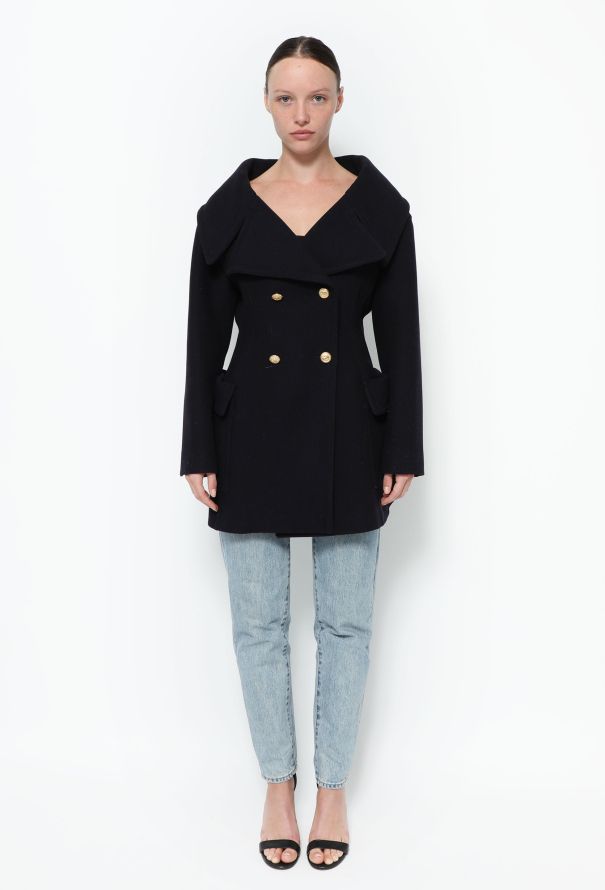 Valentino F/W 2020 Portrait Neckline Wool Peacoat - 1