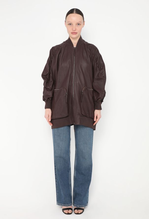 Fendi S/S 2019 Perforated Leather Bomber Jacket - 4