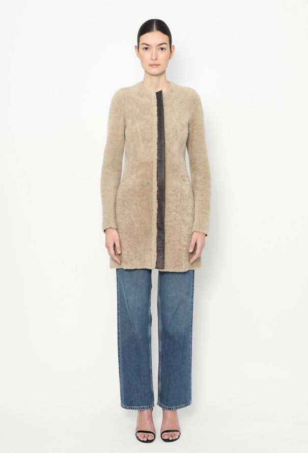 Céline Pre-Fall 2010 Cream Shearling Coat - 3