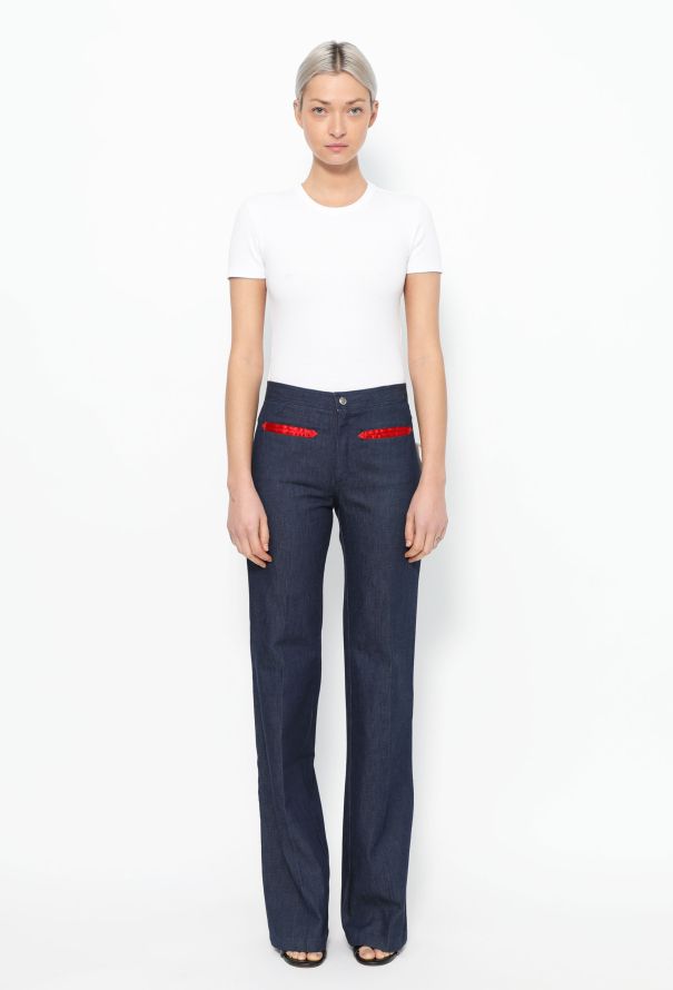 '70s Charmeuse Trim Jeans - 1