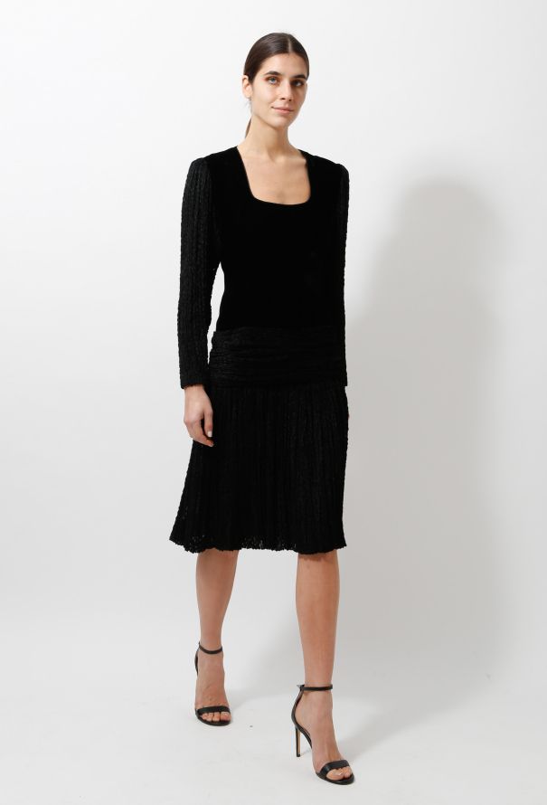 Emanuel Ungaro 70s Flared Chiffon Velvet Dress - 3