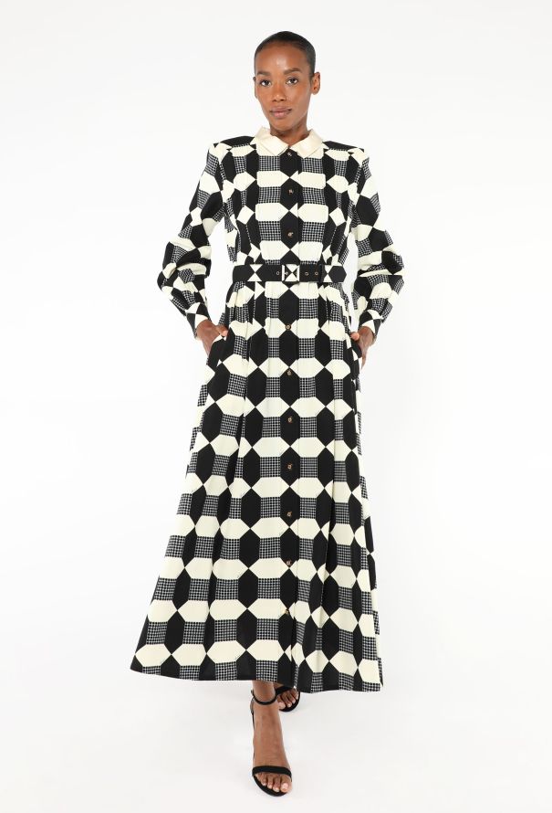 Gucci 2022 Belted Optical Maxi Dress - 1