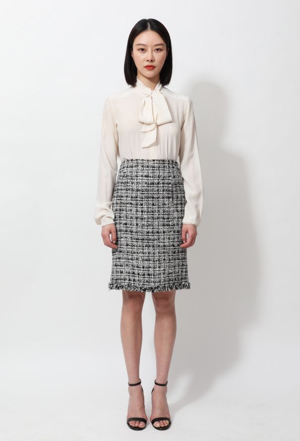 Chanel Timeless Tweed Fringe Trim Skirt - 2