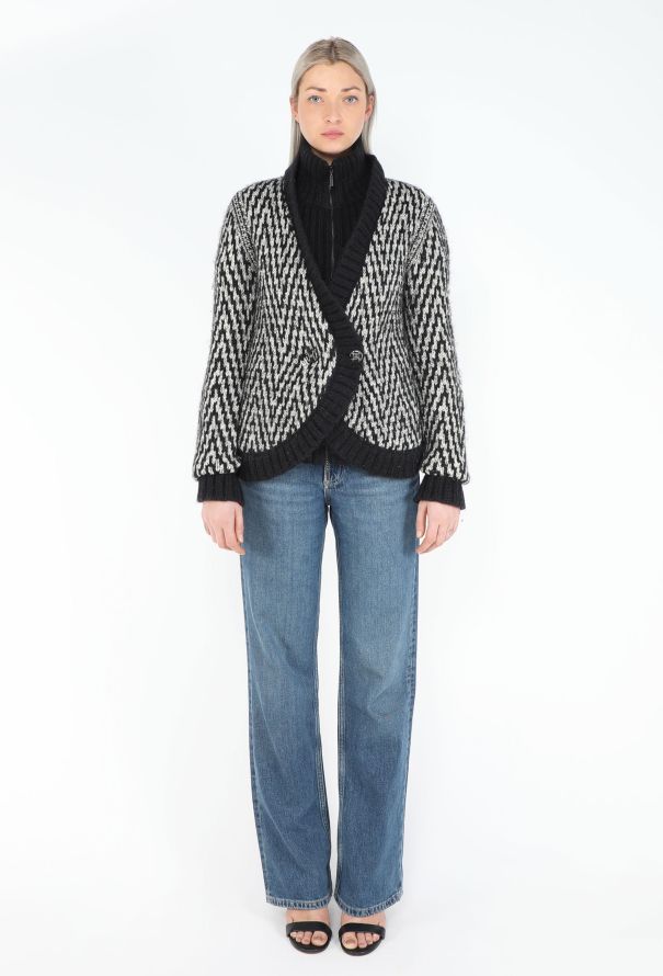 Chanel Chevron Ribbed Mohair Cardigan - 1