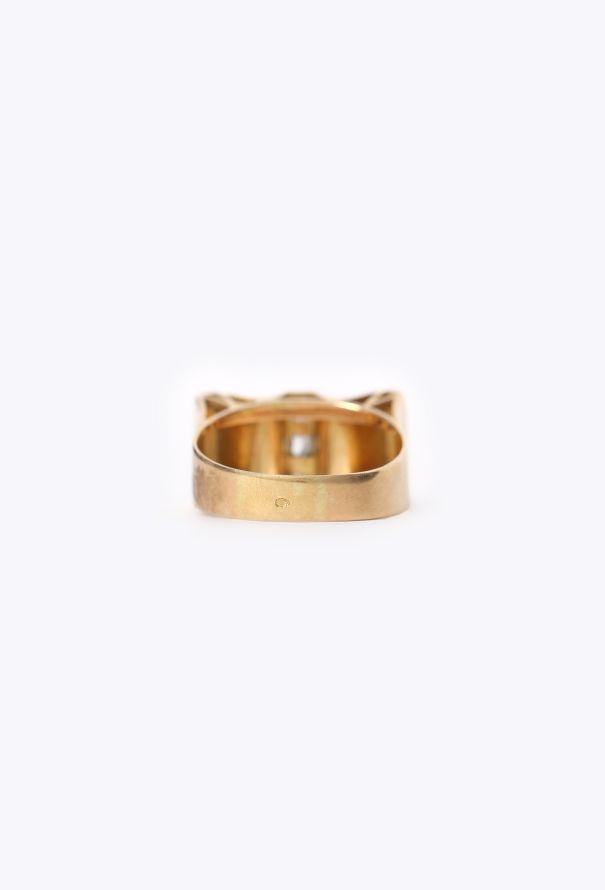 Vintage Fine Jewelry 18K Gold & Diamond Tank Ring - 8