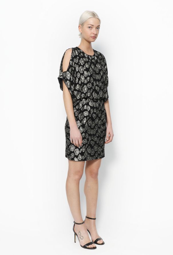 Saint Laurent 2015 Lamé Chiffon Dress - 3