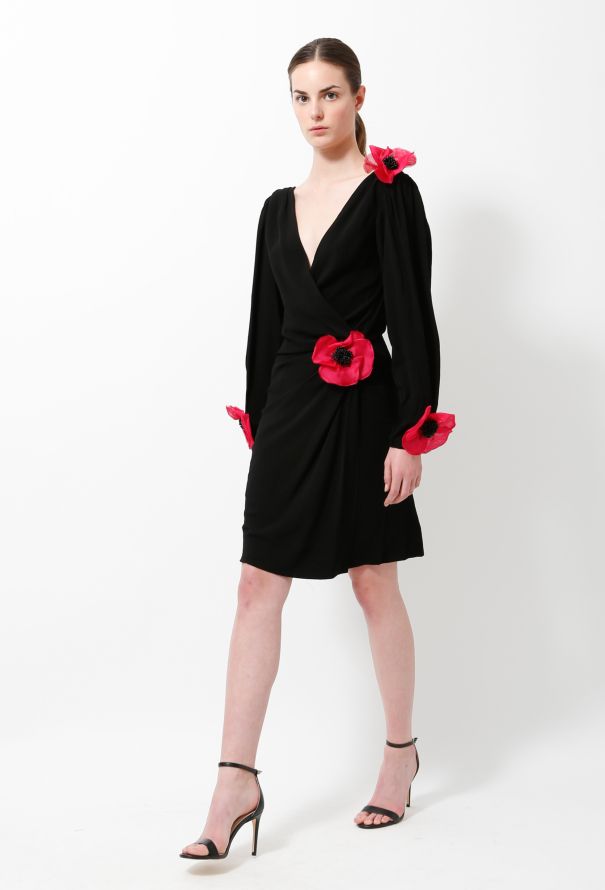 Saint Laurent S/S 1990 Floral Wrap Dress - 3