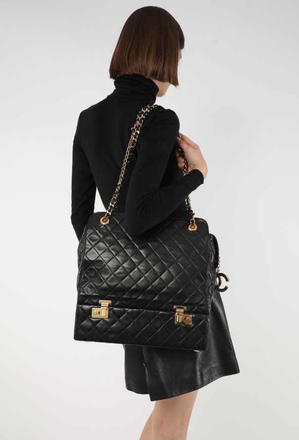 Chanel Vintage Quilted Vanity Case Tote Bag - 4