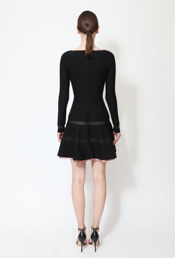 Alaïa Crochet Cut-Out Flared Skater Dress - 3