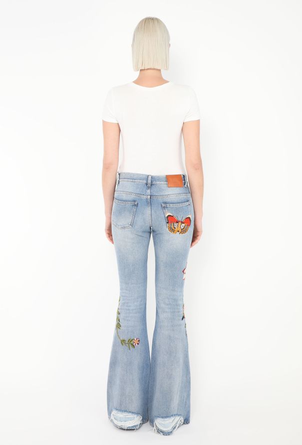 Gucci Pre-Fall 2016 Embroidered Flared Jeans - 6