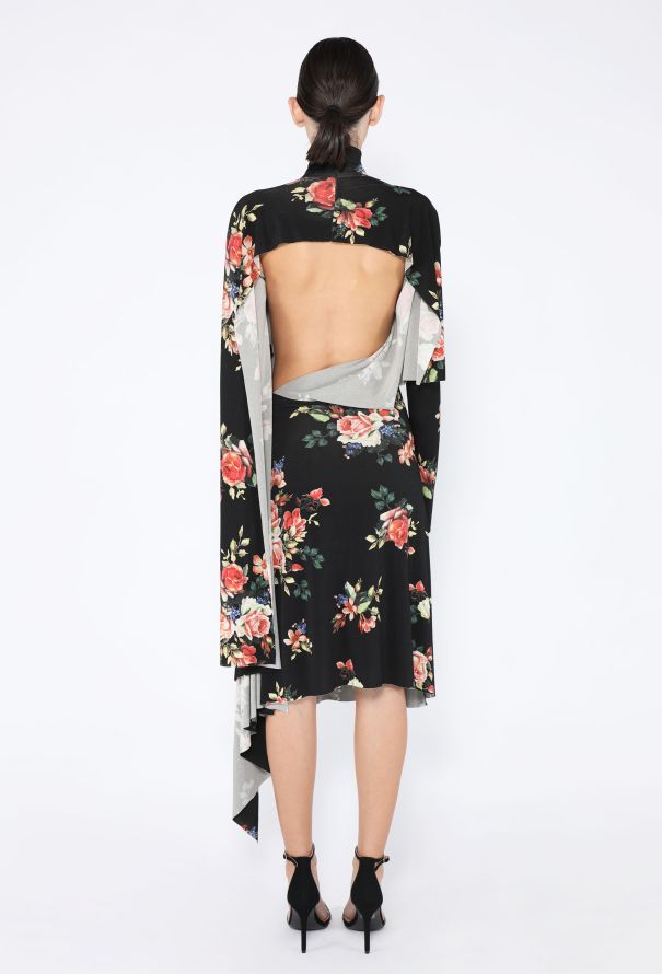 Vetements Asymmetrical Floral Open-Back Dress - 4
