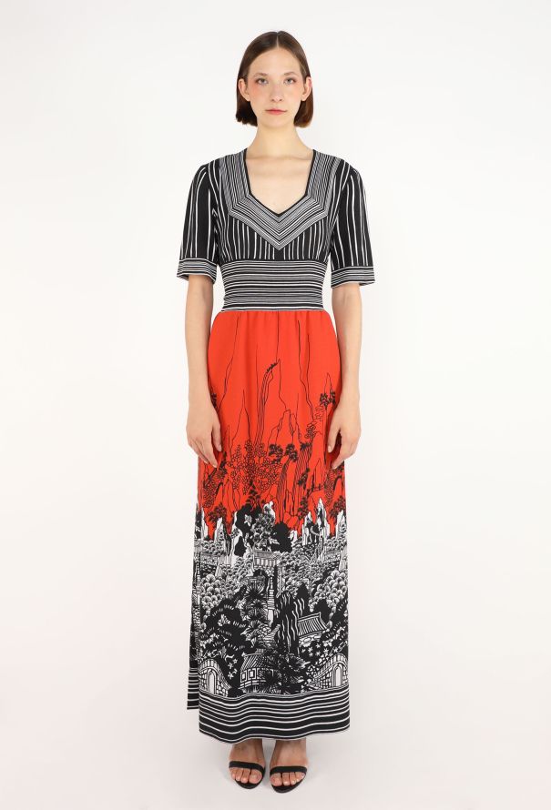 Lanvin Graphic Printed Maxi Dress, 1973 - 1