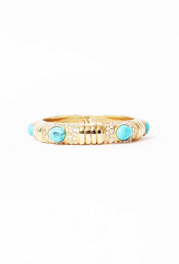 Kenneth Jay Lane Turquoise & Strass Cabochon Bracelet - 4