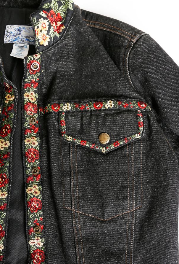 Kenzo Floral Trim Denim Jacket - 5