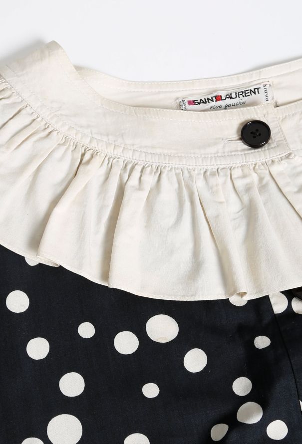Saint Laurent 70s Polka Dot Smock Dress Navy - 6