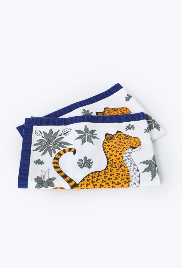 Hermès Vintage 'Les Léopards' 4-piece Placemat & Napkin Set - 6