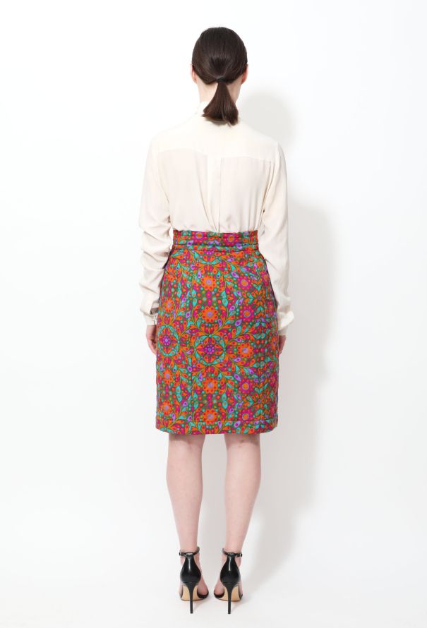 Saint Laurent Vintage Floral Quilted Wrap Skirt - 3