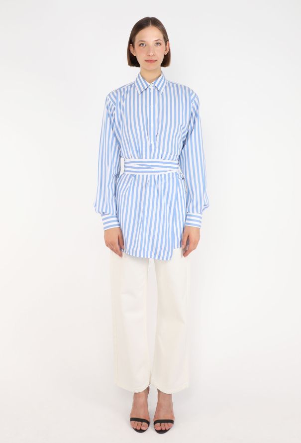Céline Striped Wrap Shirt, Resort 2016 - 1