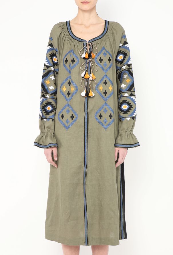 Vita Kin Embroidered Belted Linen Tassel Tunic - 2