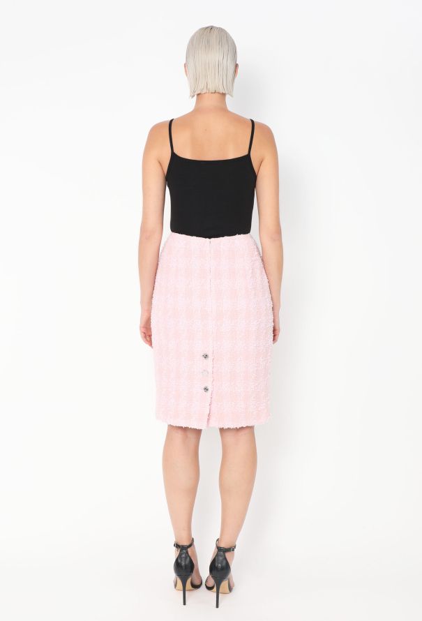 Chanel 1996 Frayed Houndstooth 'CC' Skirt - 4
