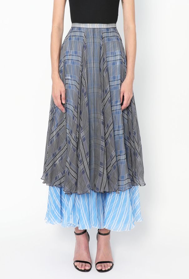 Louis Vuitton S/S 2024 Layered Plaid Chiffon Skirt - 4