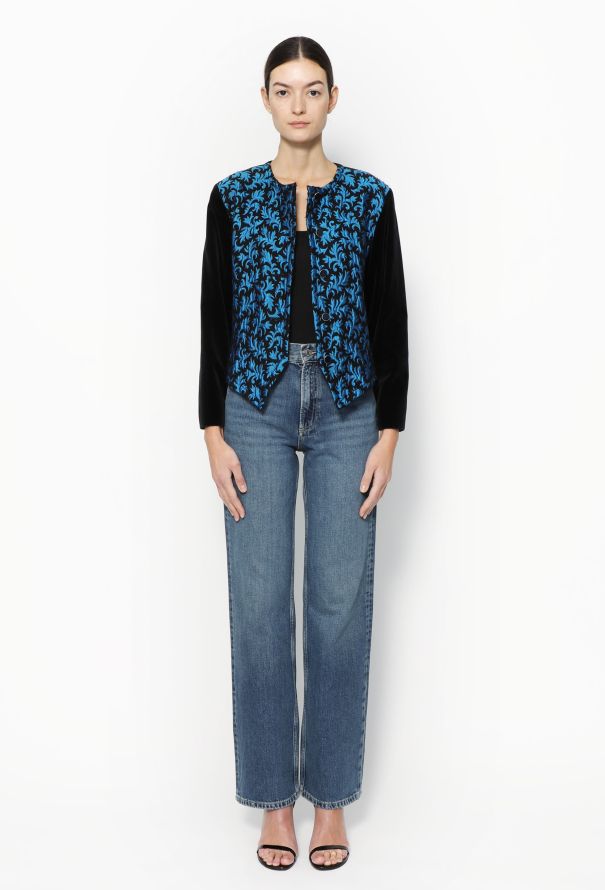 Saint Laurent Fall 1990 Brocade Velvet Jacket - 2