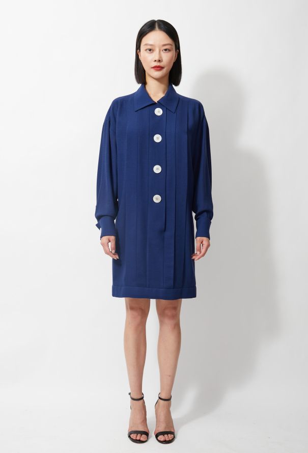 Chanel Vintage Pleated Shirt Dress - 1