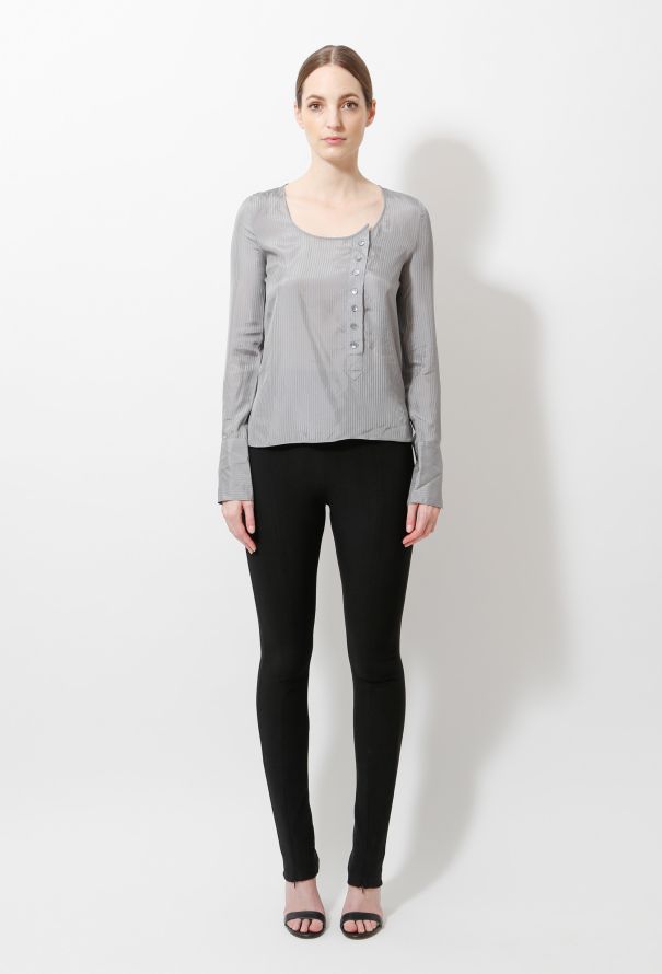 Balenciaga 2002 Striped Silk Blouse - 2