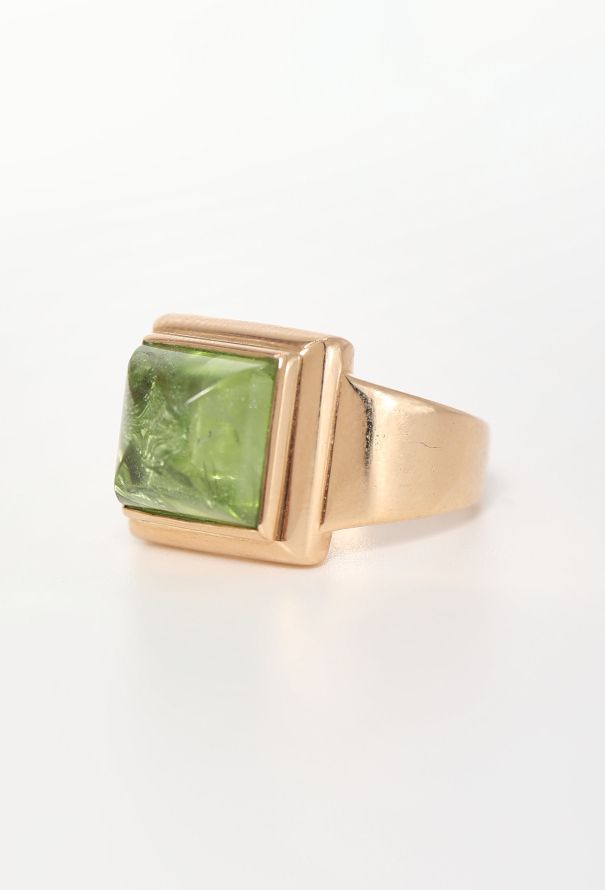 Vintage Fine Jewelry 18k Yellow Gold & Peridot Signet Ring - 3